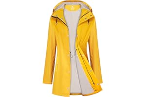 UNIQUEBELLA Chubasquero Impermeable Mujer Chubasquero Mujer Chaqueta Cortaviento con Capucha Chaqueta Impermeable Ligera para Exteriores Impermeable Impermeable para Cercanías Chubasquero