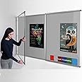 Wonderwall Large Tamperproof Lockable Noticeboard 240x120cm - Display Pinboard - with 2 Matching Locks and Keys, 6 Colours to Choose from, Including (Grey) - Office, School,
