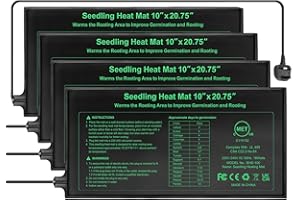 RC SLL Seedling Heat Mat 10" x 20.75",Waterproof Plant Hydroponic Heating Mat for Seed Starting,Plant Germination and Reptile with Power-Off Protection（4 Pack）