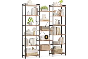 Coleshome Estantería con 17 Estantes, 6 Niveles, Librería con Espacio de Almacenamiento, 22 x 125.6 x 177.2 cm Librería Vertical Almacenaje para Oficina, Salón, Dormitorio, Cocina, Marrón