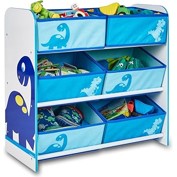 Kesper 17725 Kinder Aufbewahrungsregal 9 Textilschubladen, Motiv, Dino
