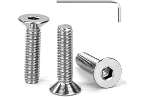 Tunejoy Viti a Testa Svasata M6 x 25 mm Vite a testa svasata Brugola Bulloni in Acciaio Inox A2 V2A Viti a Testa Piatta Norma DIN 7991 con Chiavi a Esagono Filettatura Completa 30 pezzi