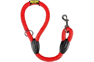 AVANZONA Correa para Perros, Cuerda Gruesa de Nylon para Perros medianos y Grandes. 60cm. Rojo