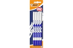 BIC Effaceurs Réécriveurs, Correcteurs Stylos Plumes, Pour l'Ecole, Au bureau ou à la Maison, Couleur Bleu, Blister de 12