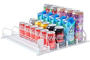 Kevsuvqin Automatique Rangement Canette Frigo Organisateur Contient 25 Canettes, Poussoir à Boissons pour Réfrigérateur, Distributeur de Boissons Auto-Poussant, Glissière de Poussoir de Boissons