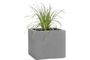 ‎PFLANZWERK Pflanzwerk® Cube Plant Pot, Grey, 28 x 28 x 28 cm, Frost-Resistant Flower Pot, UV Protection, Quality Product