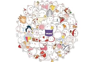 AFFOTO Niedliches Chubby Rabbit Aufkleber für Laptop(50 PCS),Geschenk für Kinder Teens Erwachsene Jungen,Cartoon Molang Wasserdichte Aufkleber für Wasserflaschen,Vinyl Stickers für Scrapbook,Skateboard,Auto