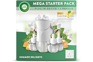 AIRWICK Air Wick Plug in Diffuser Bundle Kit, Summer delight, 1 Device & 3 Refill (19ml), Long Lasting Fragrance, Lasts up to 300 days, Plug in Air freshener