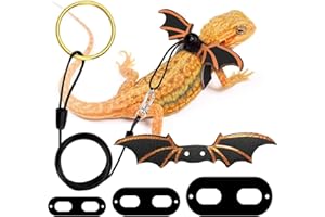Pacienjo Laisse pour Reptiles | Harnais et Dragon Barbu | Laisses réglables 3 pièces, Reptile en Cuir Souple avec Ailes fraîches pour Amphibiens Iguane Gecko caméléon