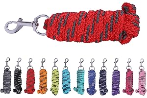 netproshop Anbindestrick Pferde Führstrick mit Karabinerhaken 2 Meter, Farbe:Rot