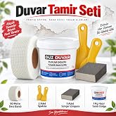 (5'Li) Duvar Tamir Seti Beyaz 1000 Gr Dolgu Macunu 2 Adet Plastik Spatula K&uuml;bik Zımpara Derz Bandı