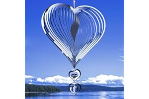 Ulikey Campanelli Eolici a Forma di Cuore, Carillon Vento in Acciaio Inossidabile, Scacciapensieri per Esterno da Appendere, Spirale Sonaglio a Vento, Decorazioni per Giardino, Cortile, Casa (Amore)