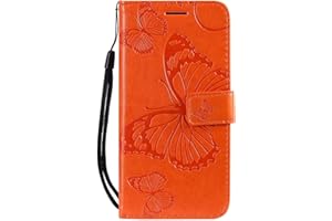 DENDICO Cover per Galaxy A40, Pelle Portafoglio Custodia per Samsung Galaxy A40 Custodia a Libro con Funzione di appoggio e Porta Carte di Credito - Arancia