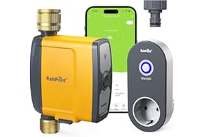 ‎RAINPOINT RAINPOINT Irrigation Computer WLAN, Pure Brass Water Inlet and Spout, Leak-Proof WiFi Irrigation System with App/Voice Control, Automatic Watering for Lawn and Garden