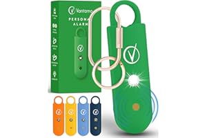 Vantamo Persönlicher Alarm für Frauen – Extra Laute Doppel-Lautsprecher, zuerst mit niedrigem Batteriestand mit Stroboskoplicht, wiederaufladbar – Sicherheitsalarm, Schlüsselanhänger (Clover)