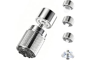 THALIRE Aireador Grifo Cocina 360° Giratorio con 3 Modos de Salida y Ahorro de Agua, 5 Adaptadores (20/22/24 mm, M/F) - Universales Filtro Antisalpicaduras para Grifos de Cocina y Baño