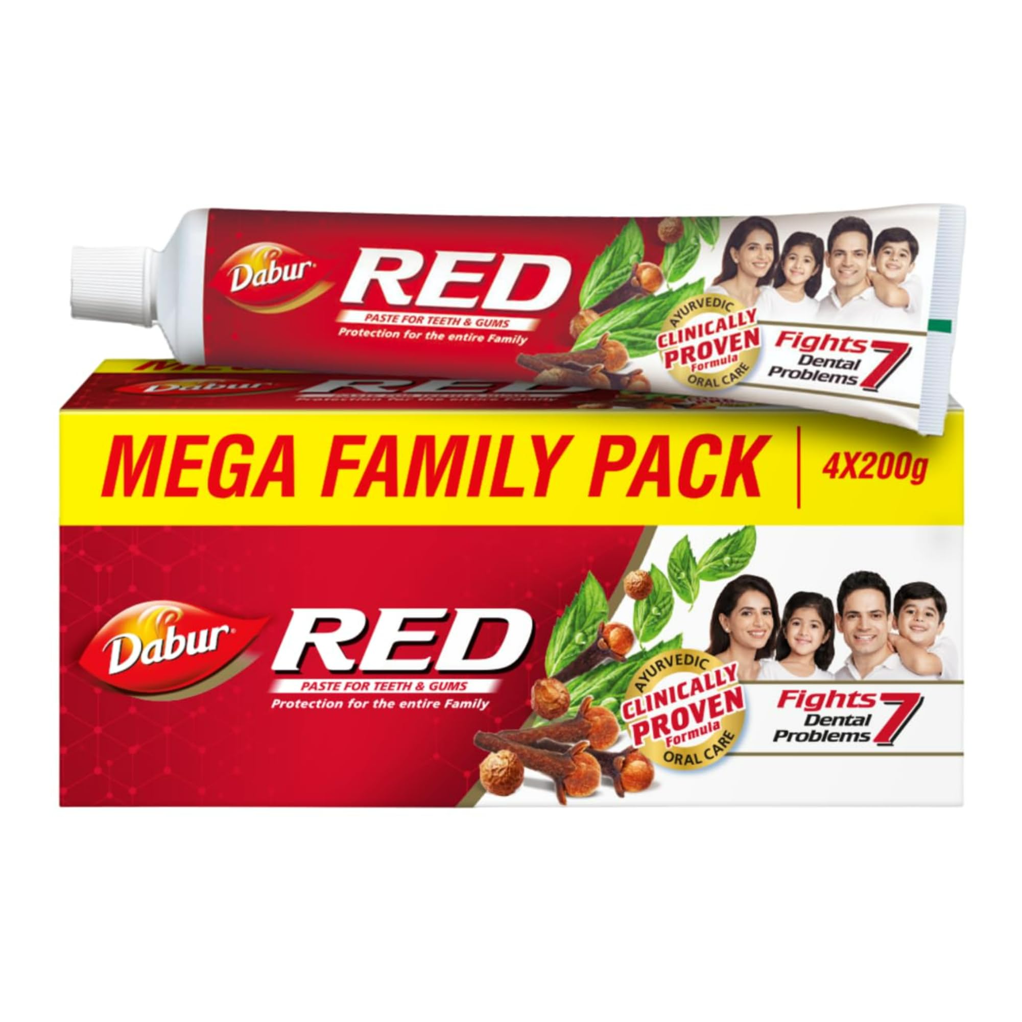 Dabur Red Toothpaste - 800g(200gx4) |Fluoride Free | Helps In Bad Breath Treatment, Cavity Protection, Plaque Removal | For W