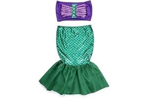 ZZLBUF Infant Baby Girl Summer Swimsuit Sequins 2 Pieces Swimwear Swimmable Short Top + Mermaid Tails Skirt Costume