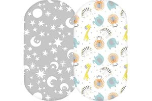 ‎BIMOCOSY Bimocosy Bettlaken Spannbettlaken für Babybett 2 Pack,Matratzenschoner für Laufgitter, Moseskorb Stubenwagen Baby Spannbetttuch Bezug, Kinderwagen Matratzenbezug für Neugeborenes, 81x41cm,Oeko-Tex 100
