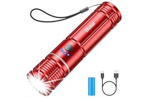 Blukar Torcia LED Potente Ricaricabile, 12000 Lumen Super Luminoso Mini Torcia Elettrica-5 Modalità di Illuminazione, Zoomabile, Portatile, Impermeabile, per Emergenza/Campeggio/Escursionismo