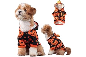TOPSOSO Costumi Halloween Cani Gatto Accogliente Elegante Poliestere Vestiti per Cani Divertente Disegno Della Testa di Zucca per Costume Cane Fantasia per Comfort Casual Stile Spettrale Arancione XXL