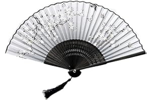 DONJIM Tragbarer Handfächer Faltventilator, Seiden-fächer Chinesischen Stil Hand Fächer, Traditioneller Handventilator für Hochzeit/Fotografie/Show/Geschenk/Dekoration, Manuelle Ventilator-Handfaltung