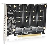 4-Port NVMe to PCI-e Host Controller Expansion Card, M.2 NVME to PCIe X16 Adapter, M Key Hard Drive Converter Reader Expansio