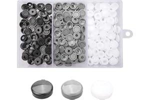 JJWNMLL 240pcs Hinged Plastic Screw Caps - Fold & Snap Covers - Decorative Caps with Box (6-8 Screw Heads) for Furniture Cabinet & Shelf (Black, White, Grey)