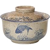 Ramen Bowl, Ceramic Ramen Bowl Set with Lid, 800ml Soup Bowls, Pho, Ceramic Japanese Vintage Ramen Bowl for Cereal, Soup, Mic