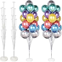 Lot De 4 Supports Ballons Transparents – Porte-Ballons De Table Avec Bases Et Pompe – Pour Anniversaire, Mariage