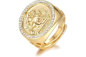 THE BLING KING Gold & Silver St George Dragon Slayer Sovereign Ring, PVD Gold & Silver Plated – Bling King London