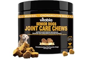 VITABIA Senior Dog Joint Supplements with Glucosamine Chondroitin MSM - Hip & Joint Support for Dogs with Green Lipped Mussel, Turmeric, Omega 3 for Mobility & Comfort - Beef Flavour Dog Supplements