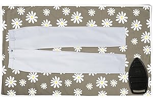 Encasa XO Tapis de Repassage 70x50 cm avec Rembourrage de 3mm & Repose-Fer Silicone pour Le Repassage à la Vapeur sur la Table ou Le lit-Couverture résistante à la Chaleur- Gris Daisy