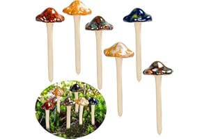 ENVEL Bunte Gartenpilze, Fairy Garden Pilz Keramik [ 4 Farbe 6 Stücke ] Garten Töpfe Dekoration Keramik Ornament für DIY Dollhouse Potting Shed Blumentopf Pflanzen Statue (6 PCS)