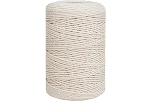 Leecogo 500 Feet 150m Unbleached White Cotton Butcher's Twine for Cooking, Roasting, Baking, Grilling, Gift Wrapping, DIY Crafts, Gardening, Packing
