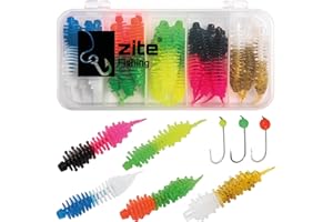 Zite Fishing - Set di esche per trota, in gomma, 25 pezzi + 3 teste in tungsteno