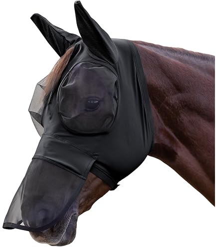 LuukUP Masque Anti-Mouches Cheval - Filet De Nez Protecteur Respirant Avec Attaches