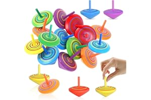 YTPAFK 24Pcs Spinning Top, Spinning Toys, Spinning Tops for Kids, 4 cm Handmade Painted Wooden Party Bag Fillers and Wood Spinning Top Toy Creative Wood Sensory Toy for Kindergarten Kids Children