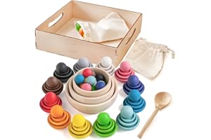 Ulanik Kolory i rozmiary Montessori zabawka drewniana Sorter gra 36 kulek Wiek 1+ Kolor sortowanie i liczenie Przedszkole Nauka Edukacja