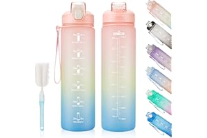 YC Kitchen Borraccia Sportiva Motivazionale 1L - Borraccia Termica 1 litro, Bottiglia d'acqua Sportiva senza-BPA con paglia e trasporto cinghia