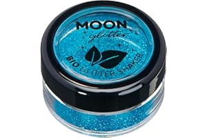 Paillettes biodégradables Eco Glitter Shakers de Moon Glitter - 100% Cosmetic Bio Glitter pour le visage, le corps, les ongles, les cheveux et les lèvres - 5g - Bleu