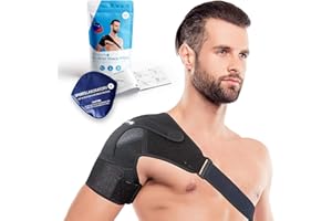 Sports Laboratory Attelle Epaule pour Femmes et Hommes, Poche Chauffante, Rafraichissante Intégrée, Taille Adjustable, Soutient La Coiffe des Rotateurs, Épaule Bloquée, Lentorse, Livret Gratuit