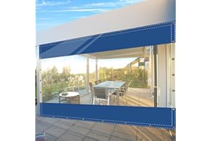 SDLLG Bâche de tonnelle Transparente, avec œillets, PVC, Coupe-Vent, 0,5 mm, imperméable, Rideau de séparation pour extérieur, Garage, terrasses, Jardin, Balcon, 2 x 2 m (H x L), Bleu