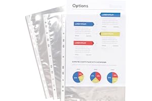 Exacompta - Réf. 5250E - Sachet de 50 pochettes perforées en Polypropylène lisse - Epaisseur 6/100ème - Perforation universelle 11 trous - Format à classer A4 - Incolore