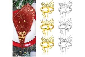 Servilleteros Navidad Plateados, FainFun 6 Piezas Servilleteros de Mesa Navidad, Servilleteros de Plata, Servilleteros Dorados, Decorar la Mesa de la Cena de Navidad, Fiesta, Boda (Plata+oro, 5*4CM)