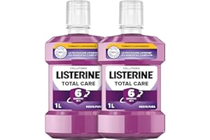 LISTERINE Total Care, Collutorio al gusto di Menta Pura, Collutorio al Fluoro con 6 benefici in 1 per una protezione completa e denti più forti, per un'igiene orale completa, 2x1L – Esclusiva Amazon
