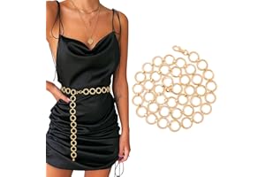 WERFORU Women Chain Belt Multi Layer Waist Chain Metal Belt, Adjustable Chain Belt for Pants Dresses, Metal Link Body Belly Waist Chain