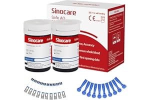 Blood Glucose Test Strips 50pcs & Lancing Devices, Only for Sinocare Safe AQ Smart Glucometer or Safe AQ Voice Glucometer