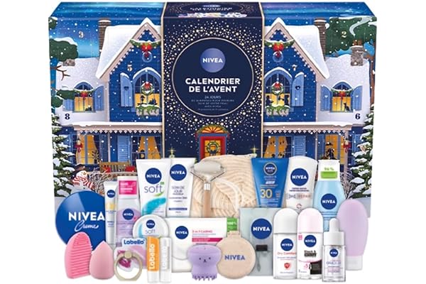 NIVEA - Calendrier de l'Avent Femme Édition 2025 - Coffret Cadeau Beauté - Soins Visage, Corps & Lèvres + Accessoires - 24 Fenêtres Surprises - 1pce