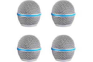 WOKYO Microphone Head Replace, Steel Mesh Mic Grille Heads, Grille Mic Ball Replacement with Inner Foam, Fits for Shure Beta 87A (Beta58A 4PCS)